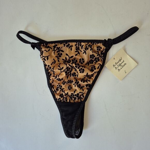 Biatta Intimates Black Brown Floral Vintage Mesh Camisole Set Womens Large/7 - Picture 5 of 10